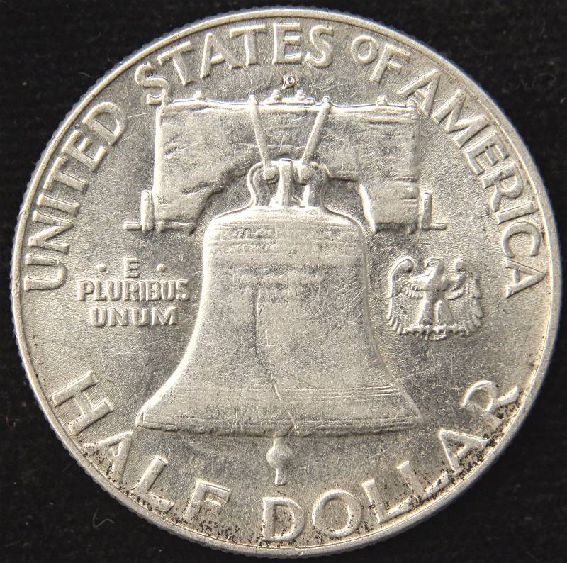 1957-D FRANKLIN SILVER HALF DOLLAR AU