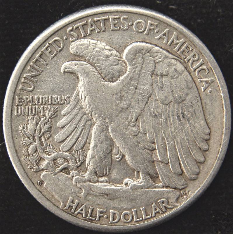 1944-D WALKING LIBERTY SILVER HALF DOLLAR XF