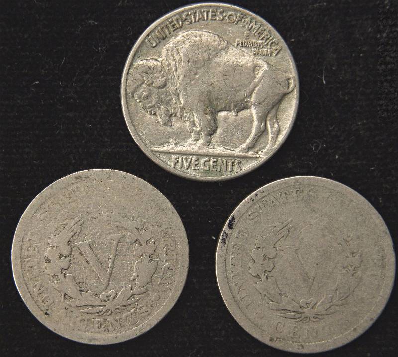 GROUP OF 3 NICKELS 1898 & 1899 V & 1935 BUFFALO