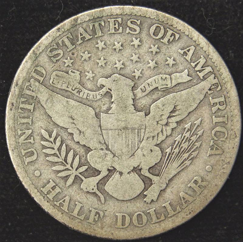 1908 BARBER SILVER HALF DOLLAR VG