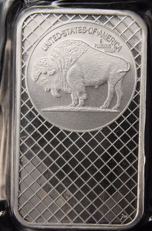 5 TROY Oz. .999 FINE SILVER BAR INDIAN-BUFFALO SEALED