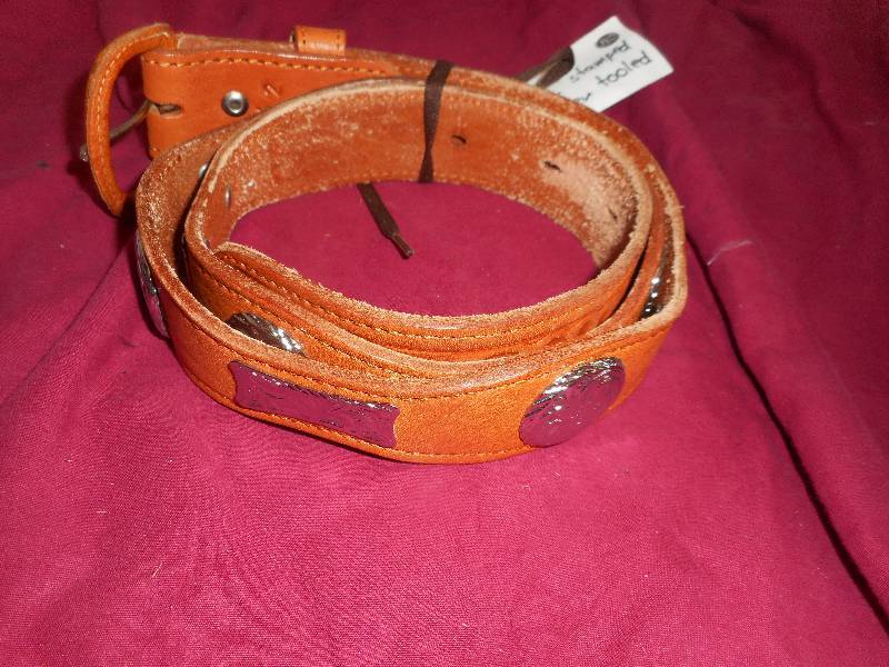 42 INCH LEATHER TOOLED BELT