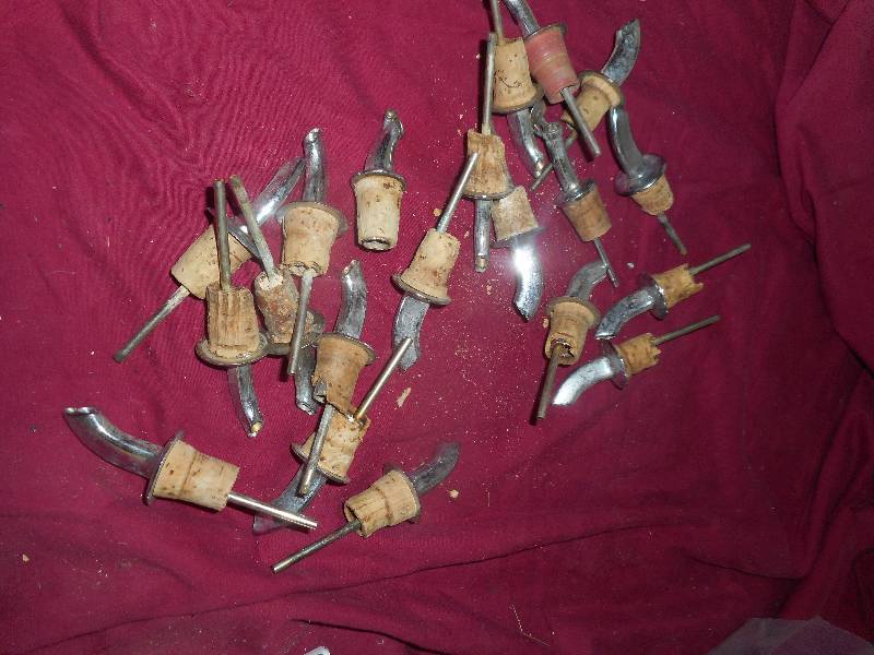 20 ANTIQUE CORK AND METAL WINE TOPPERS