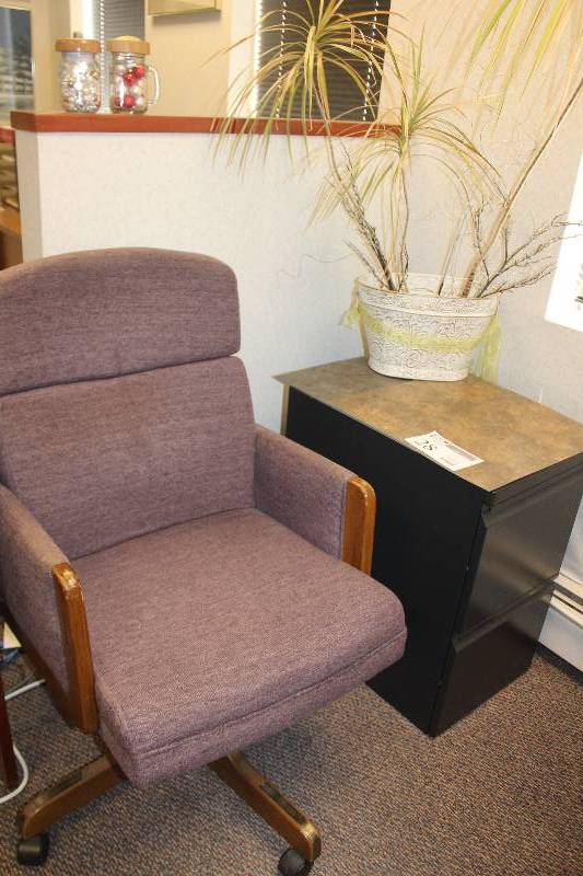 Rolling Office Chair, 2-Drawer Metal File Cabinet