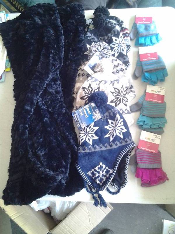 lot 62 image: 4-New Pair Gloves, 5-Wool Hats, 2-Scarves