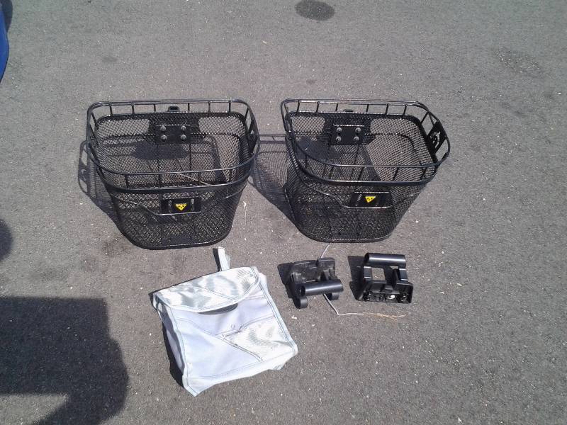 lot 91 image: 2-Black Mesh Tote Baskets For Bicycle (Bolt On)