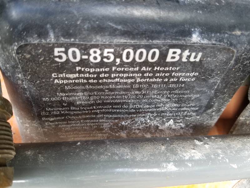 lot 8 image: All Pro 50-85,000 BTU Propane Heater