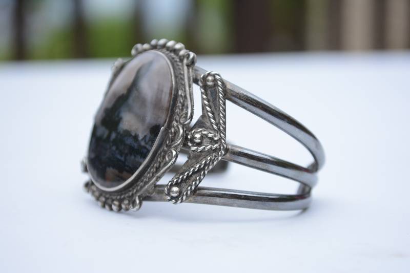 Sterling Moss Agate Bracelet