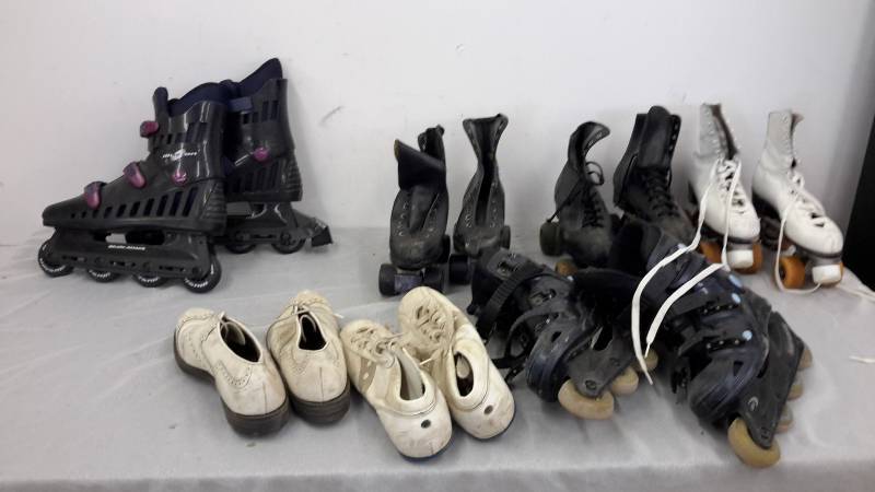 Roller skates, roller blades, shoes