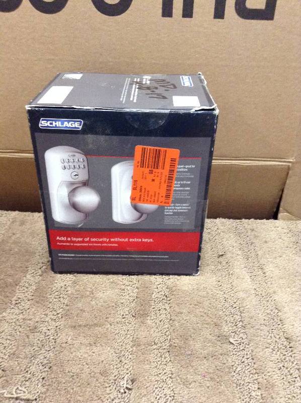 lot 17 image: Plymouth Commercial Satin Chrome Keypad Entry with Flex-Lock and Orbit Knob open box never used