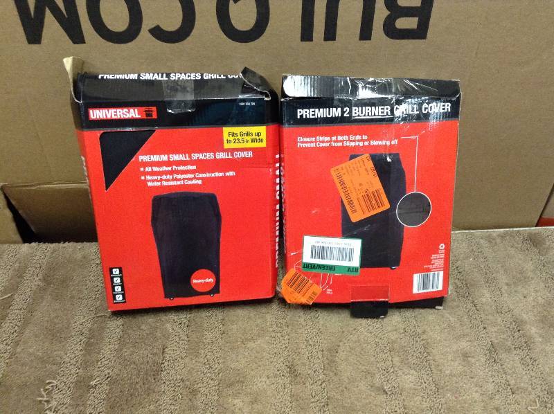 lot 30 image: Set of 2 Premium Small Space Gas Grill Cover open box never used