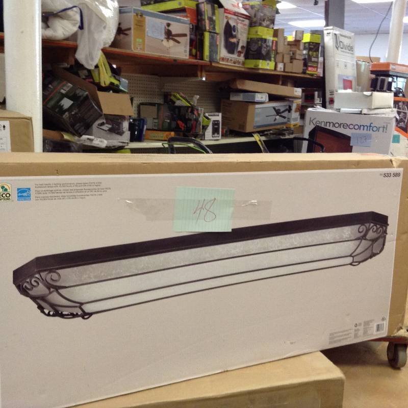 lot 48 image: Hampton Bay Saguro 4-Light Russet Fluorescent Ceiling Flushmount Model#  HBF1330-280 open box never used