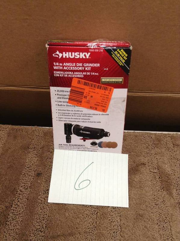 lot 6 image: Husky 14 in. Angle Die Grinder Kit.  Used