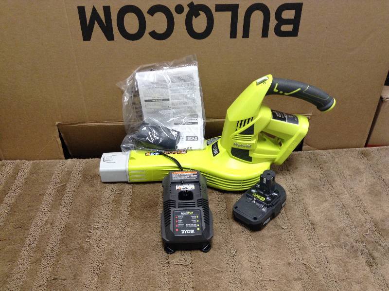 lot 16 image: RYOBI One P2170 18V Li-Ion Cordless Electric Hybrid Leaf Grass Blower Sweeper open box never used