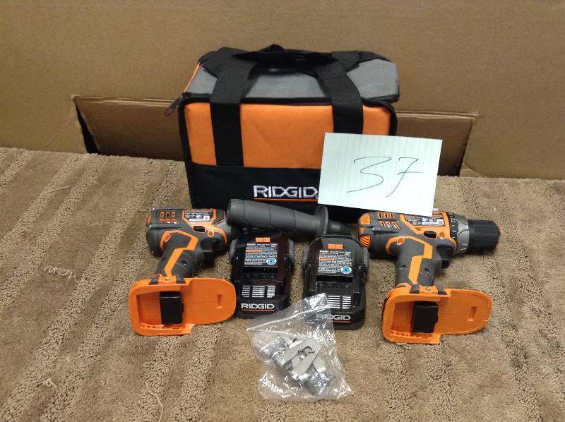 lot 37 image: RIDGID X4 18-Volt Lithium-Ion Cordless Drill and Impact Driver Combo Kit (2-Tool)-R9602