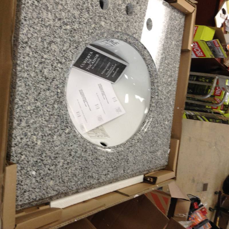 lot 54 image: Pegasus 25 in. Granite Vanity Top in Napoli with White Basin Model#  25603 open box never used