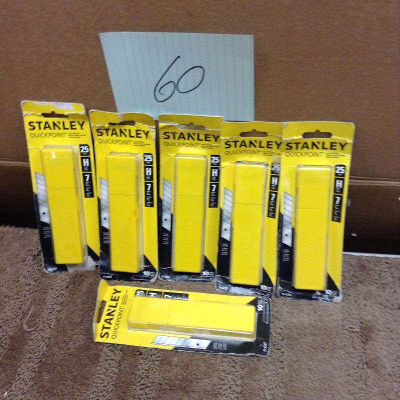lot 60 image: Lot of 6 Stanley Tools 25mm Heavy Duty Snap Off Blades