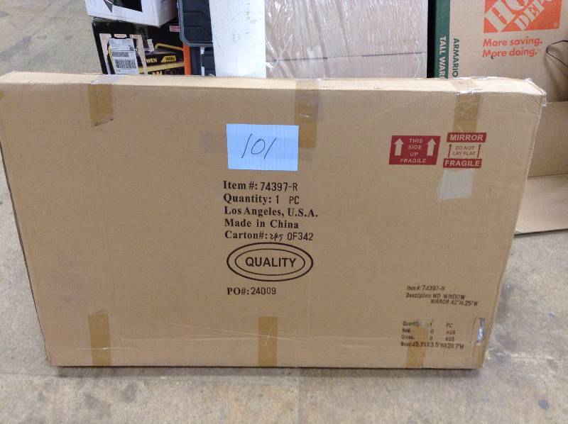 lot 101 image: Aspire Home Accents 74397 42-in Arched Window Wall Mirror New