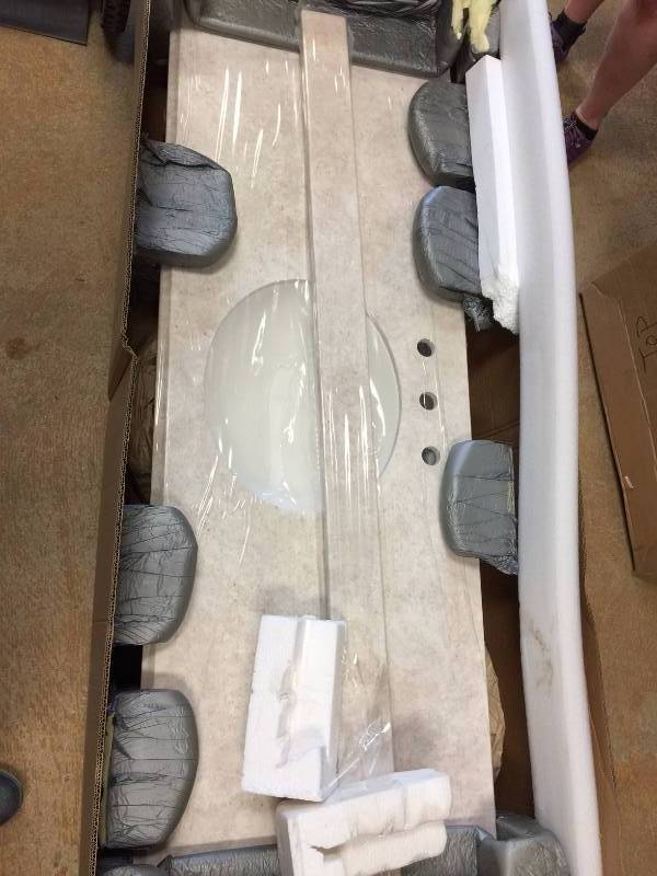 lot 155 image: Home Decorators Collection 61 in. x 22 in. Stone Effects Vanity Top in Oasis Model # SEO6122COM-OA open box never used