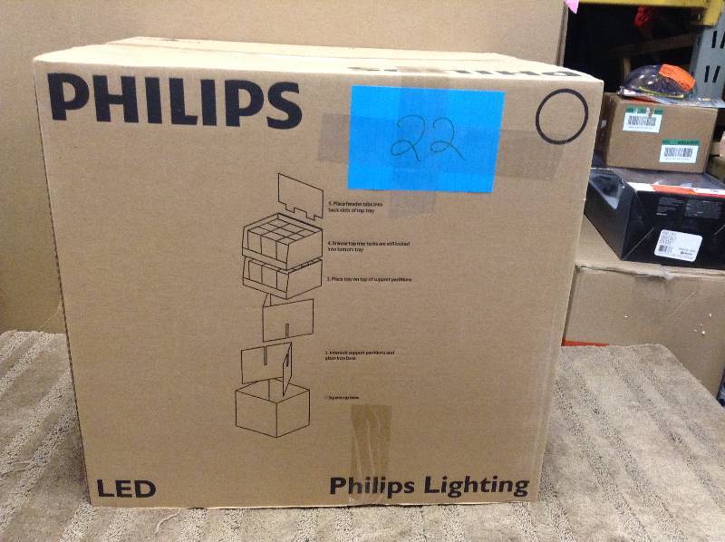 lot 23 image: Lot of Brand New 16 2 packs 0f  Philips 65W Equivalent Soft White BR30 Dimmable LED Indoor Flood 2700K - Display case also included