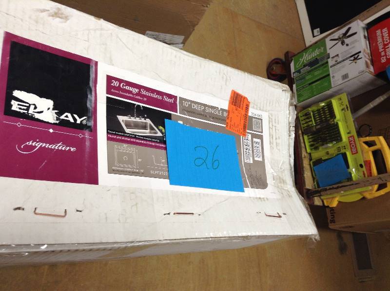 lot 26 image: Elkay SLPF2522104 Signature Stainless Steel Single Bowl Kitchen Sink
