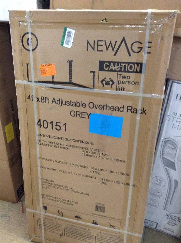 lot 31 image: New Age 4x8 Adjustable overhead racks new
