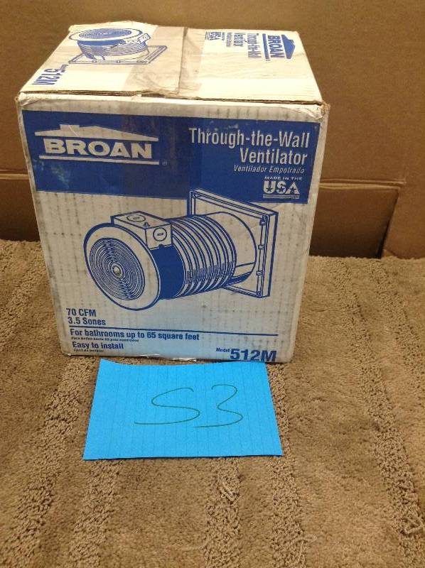 lot 53 image: Broan 70 CFM Through-the-Wall Exhaust Fan Ventilator