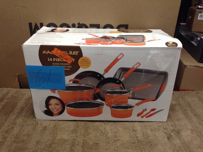 lot 61 image: Rachel Ray 14 PC Cookware Set New