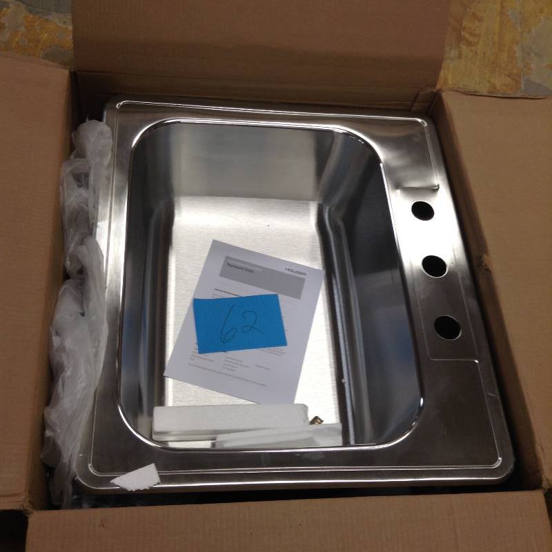 lot 62 image: Houzer Glowtone Series Drop-In Stainless Steel 25 in. 3-Hole Single Basin Kitchen Sink