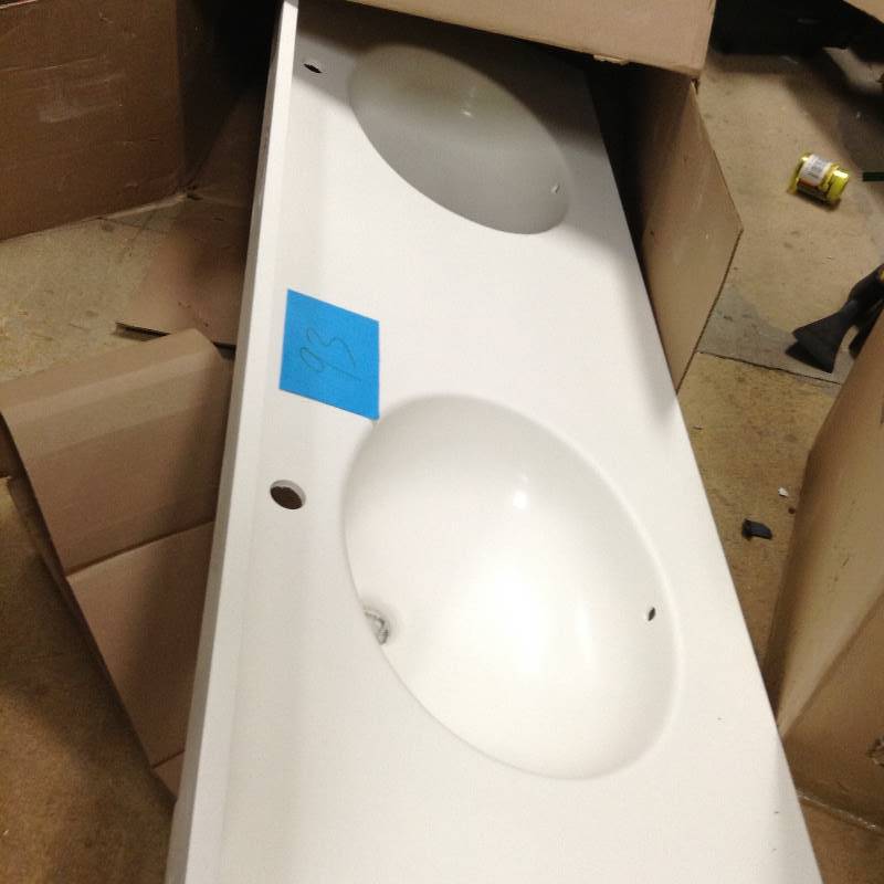 lot 93 image: Swanstone Bathroom Ellipse 61 in. W Solid Surface Double Basin