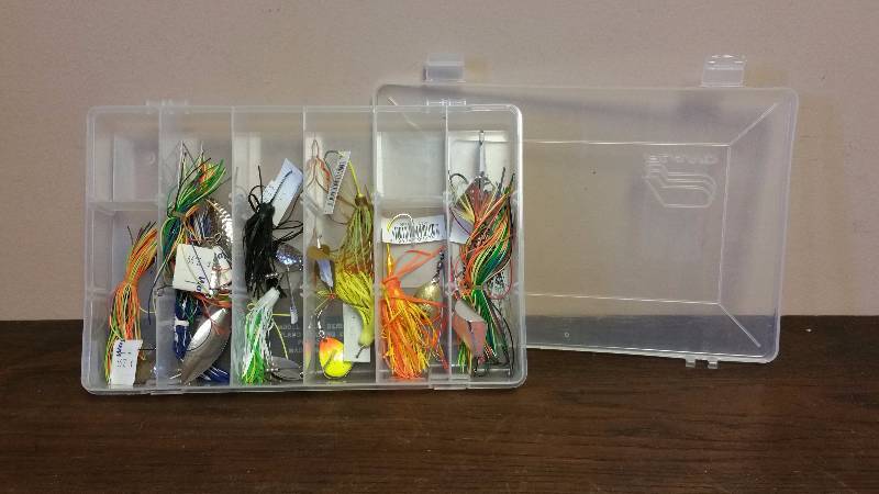 lot 111 image: Clear Plano Tackle Box Filled w Spinner Baits
