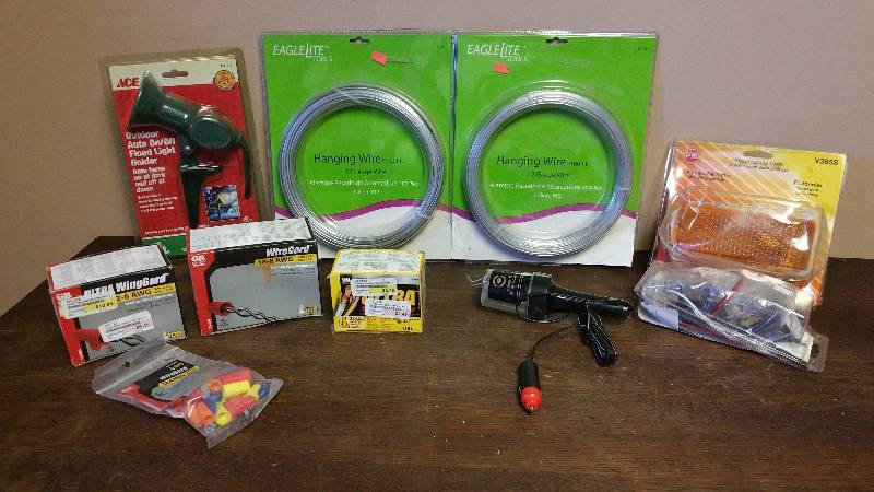 lot 129 image: Wire Connectors, Utility Lights, Hanging Wire, Etc.