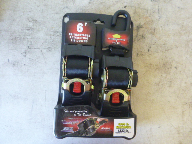 Erickson Retractable Ratcheting Tie-Downs with J Hooks