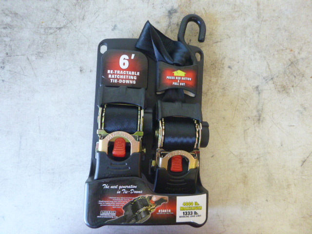Erickson Retractable Ratcheting Tie-Downs with J Hooks