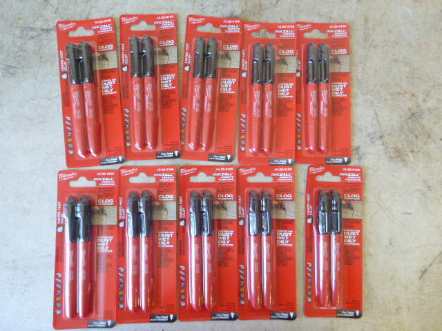 10 Packs of Milwaukee Inkzall Jobsite Markers