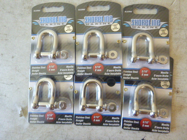 6 Shoreline Stainless Steel Straight Anchor Shackles