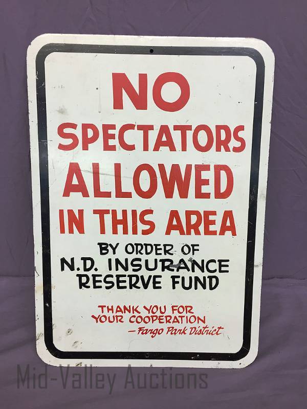 lot 59 image: No Spectators Metal Sign