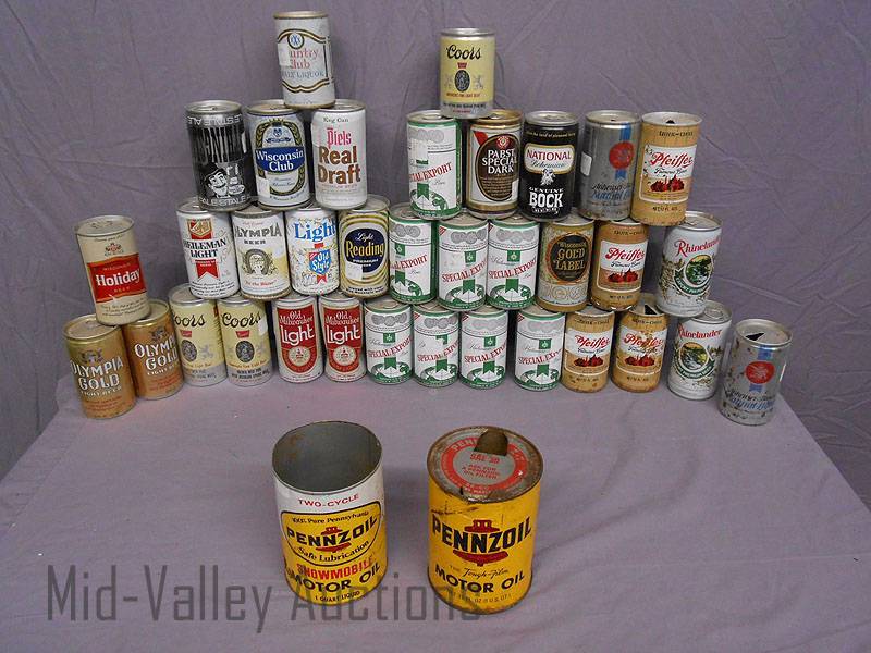 lot 39 image: Oil and Beer cans