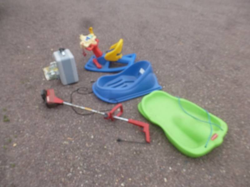lot 9 image: Toro Weed Tiller, Heater, Toys
