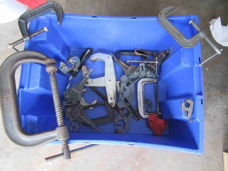 Bin of assorted clamps...