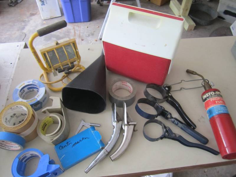 Lot of automotive oil tools, cooler...
