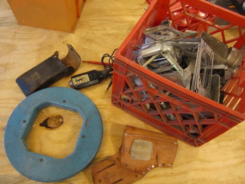 Fish tape, Square D voltage tester ...