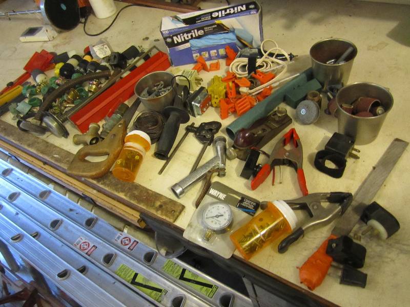 Bucket filled with assorted tools...