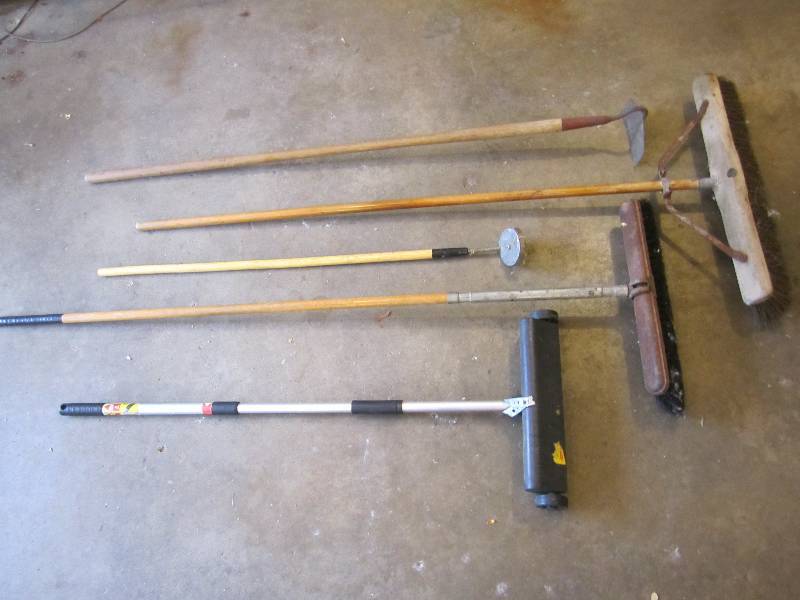 2 brooms, a magnetic sweeper and di...