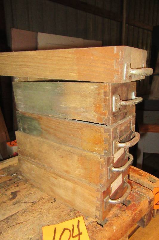 lot 104 image: 5, card catalogue drawers.. Solid wood, dovetail construction