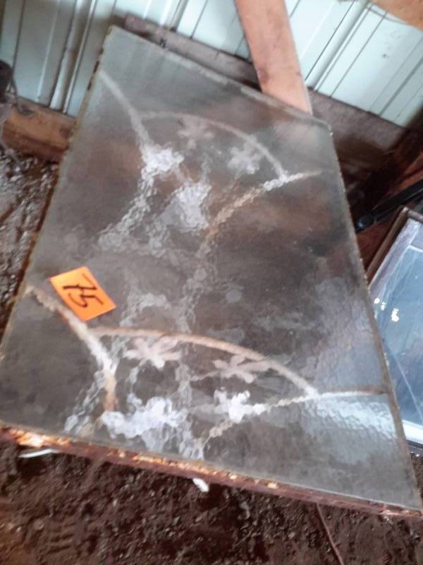 lot 75 image: wrought iron table with glass top