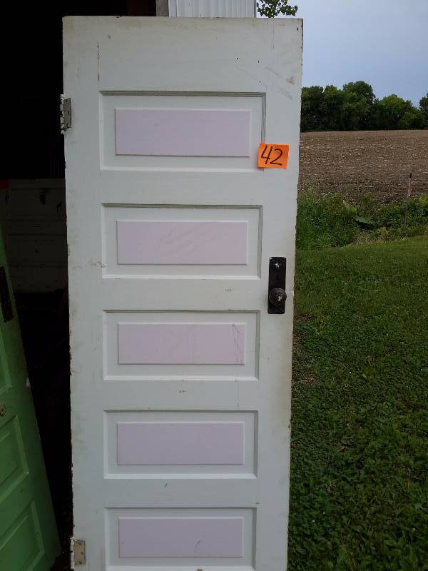 lot 42 image: 5 panel, Solid wood interior door