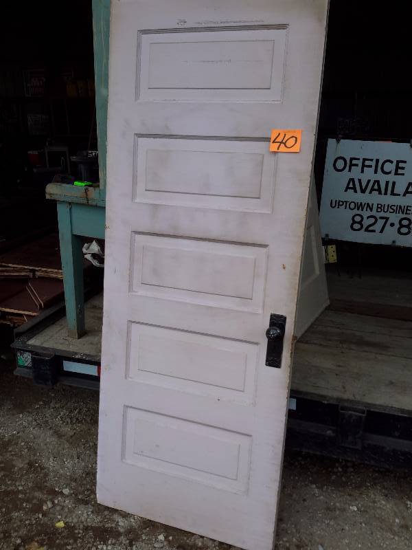 lot 40 image: 5 panel, Solid wood interior door