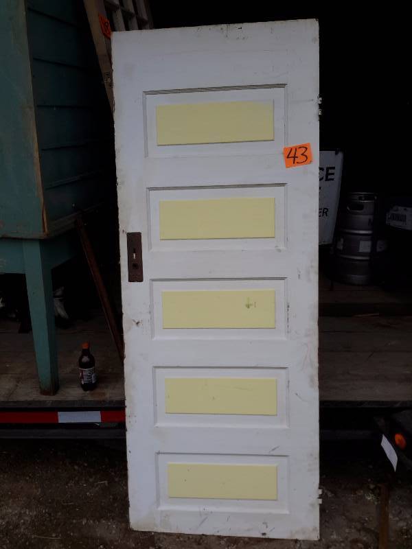 lot 43 image: 5 panel, Solid wood interior door