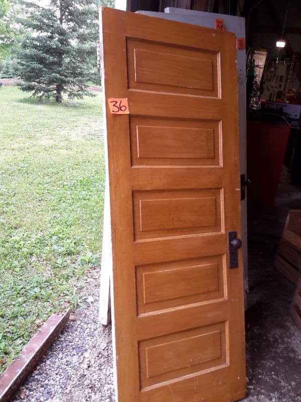 lot 36 image: 5 panel, Solid wood interior door
